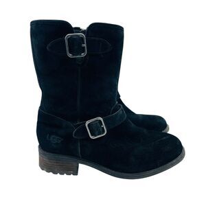 UGG Ankle Boots Chaney Womens Size 7 Black Leather  Australian 1007542 Shoes